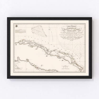 Vintage restored map of Cuba, 1836, Spanish colonial Caribbean island cartography