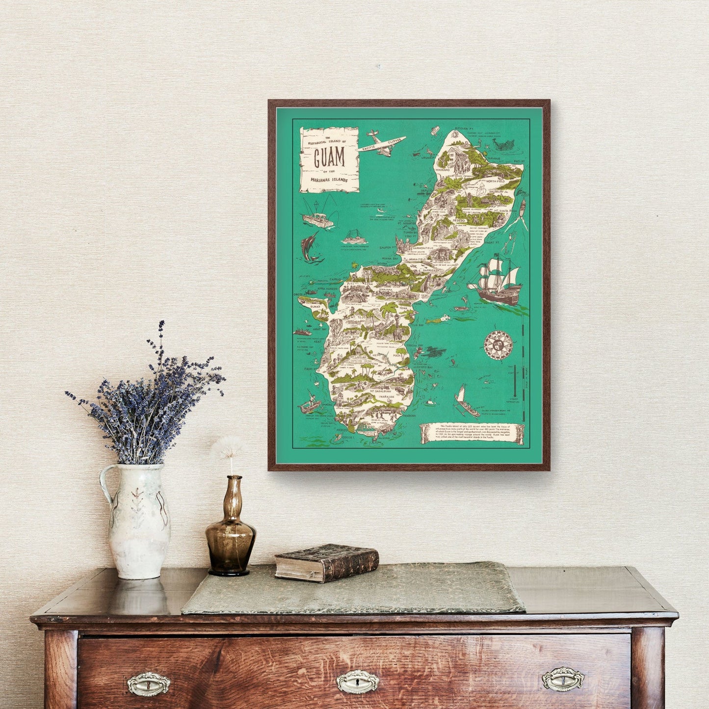 Vintage Guam Map, 1958
