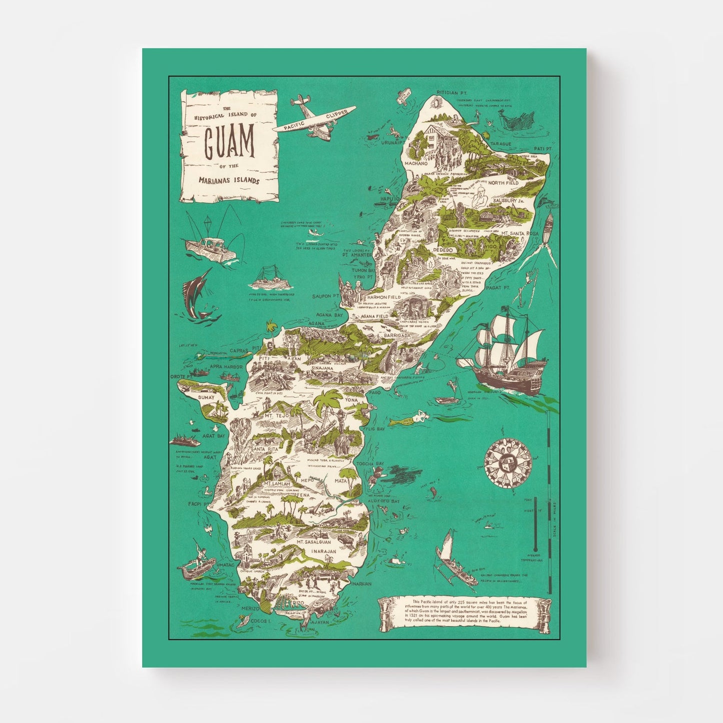 Vintage Guam Map, 1958