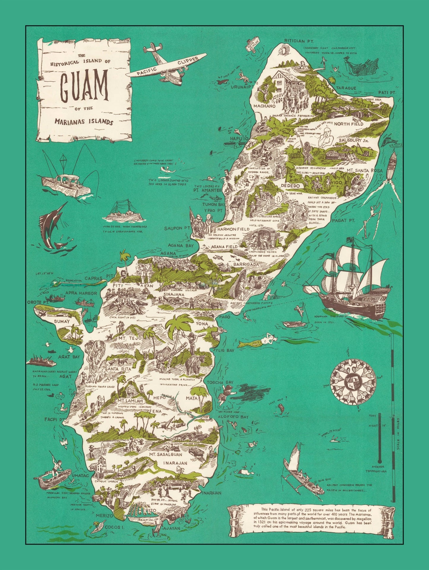 Vintage Guam Map, 1958