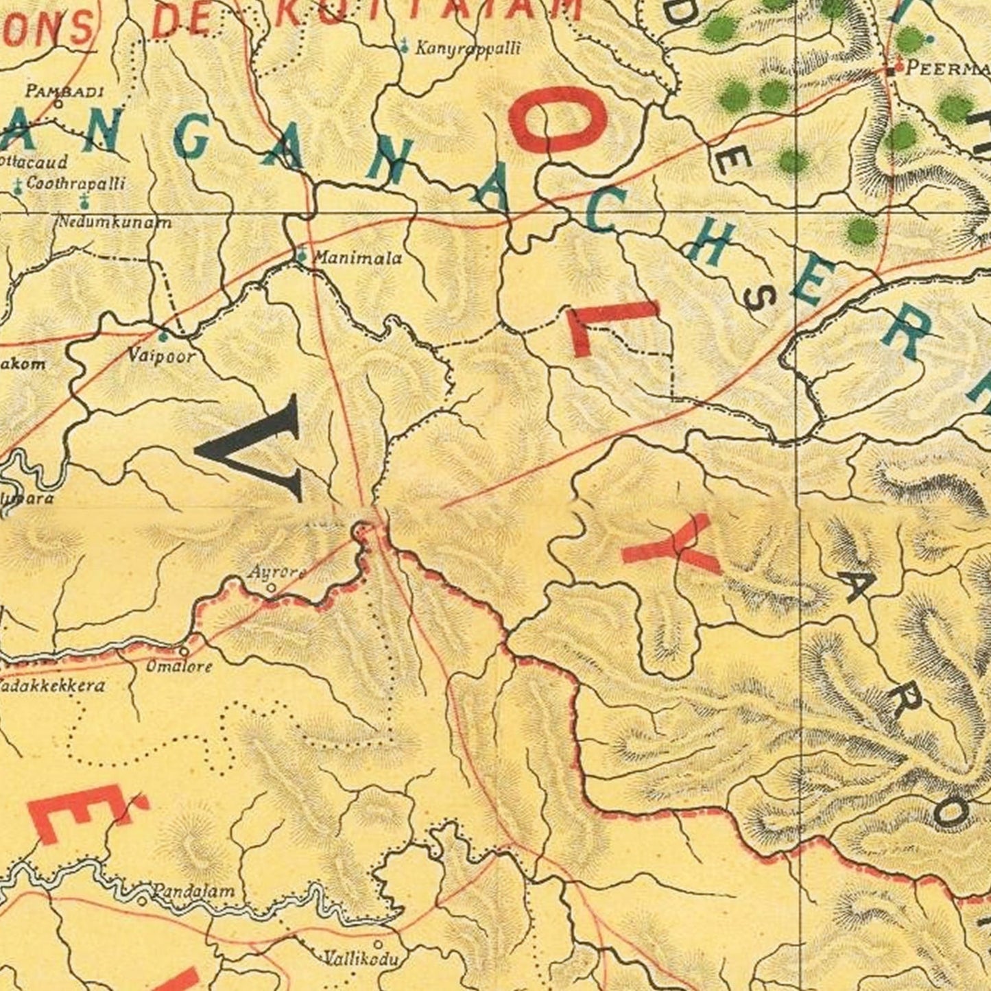 Vintage Malabar, India Map, 1892