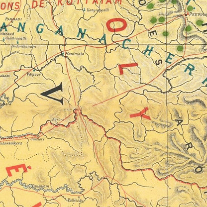 Vintage Malabar, India Map, 1892