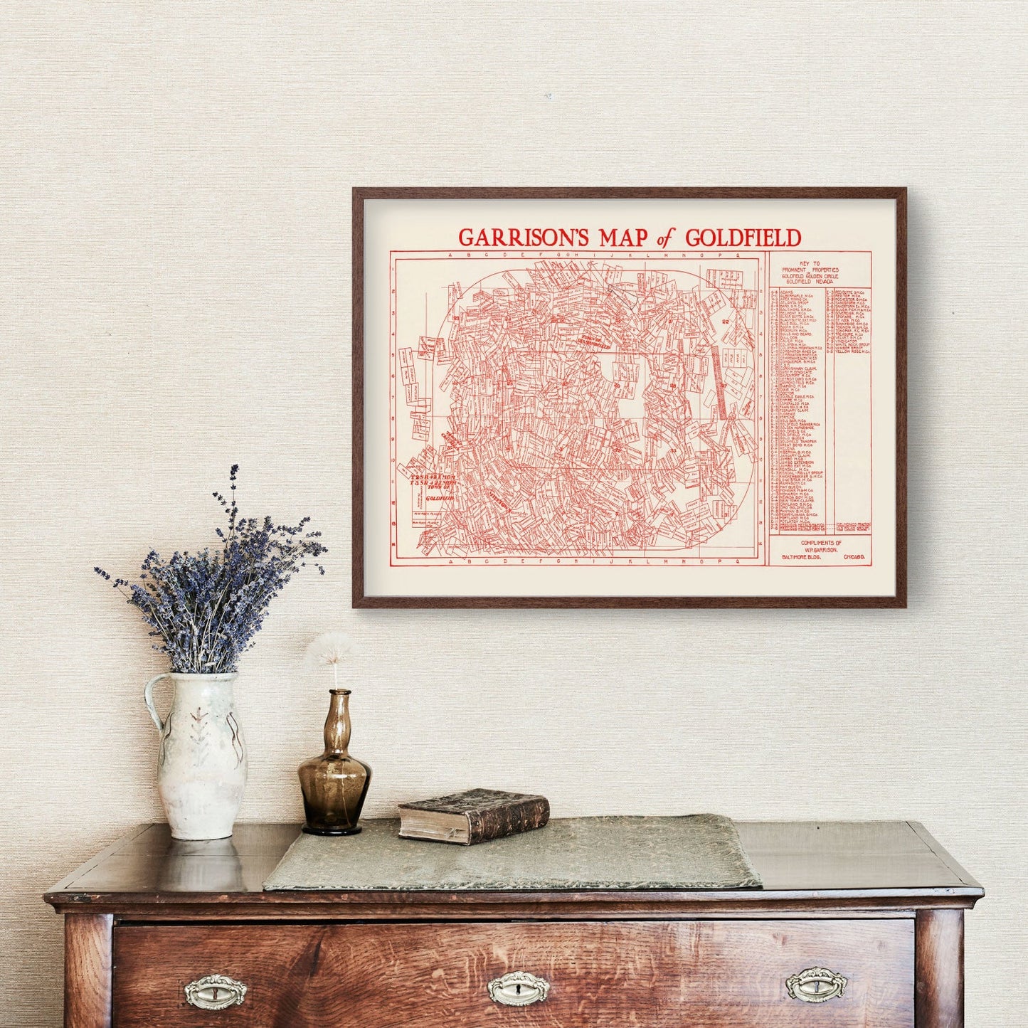 Vintage Goldfield, NV Mining Claims Map, 1906