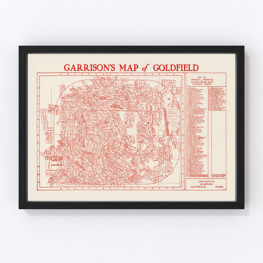 Vintage mining claims map of Goldfield, Nevada, 1906