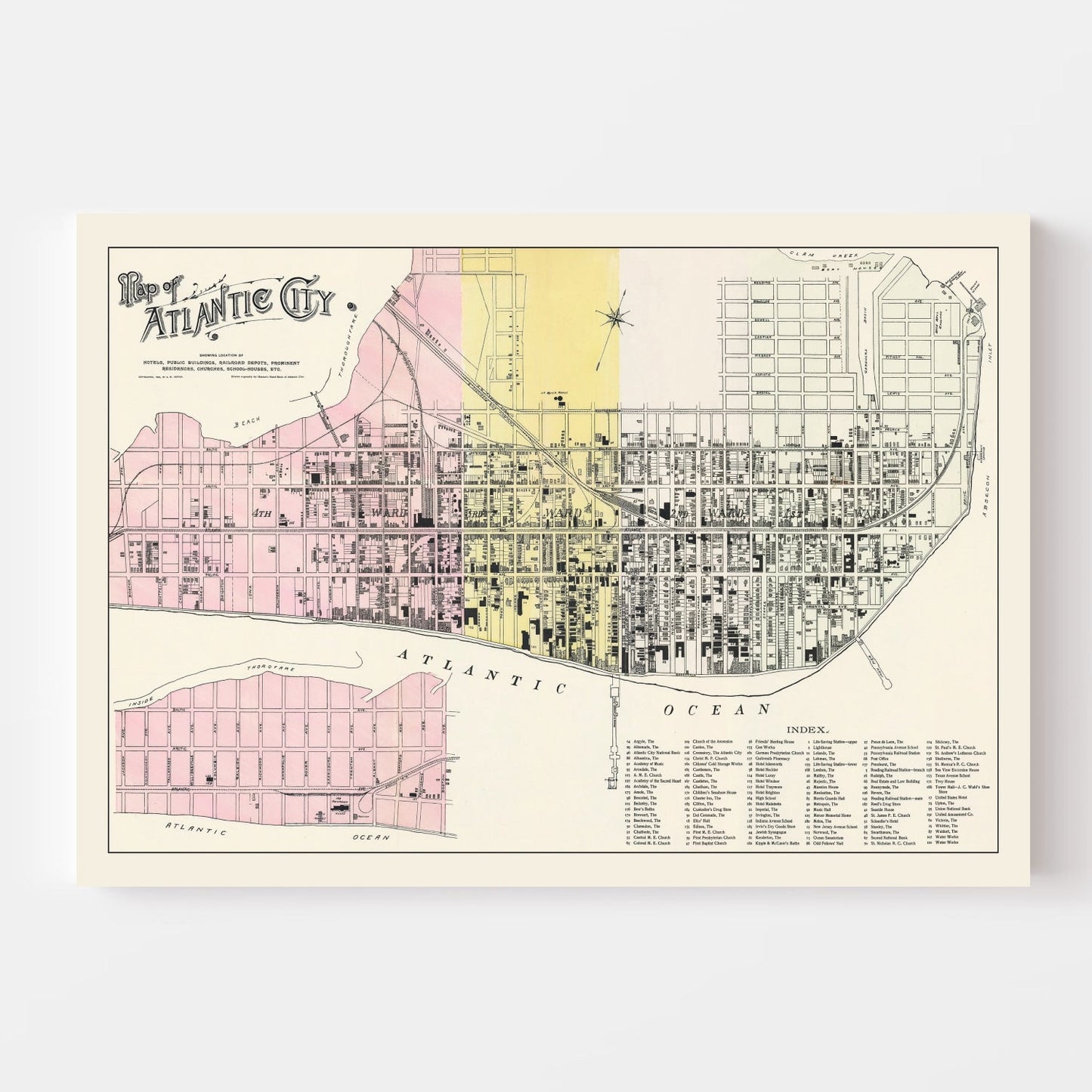 Vintage Map of Atlantic City, New Jersey, 1895