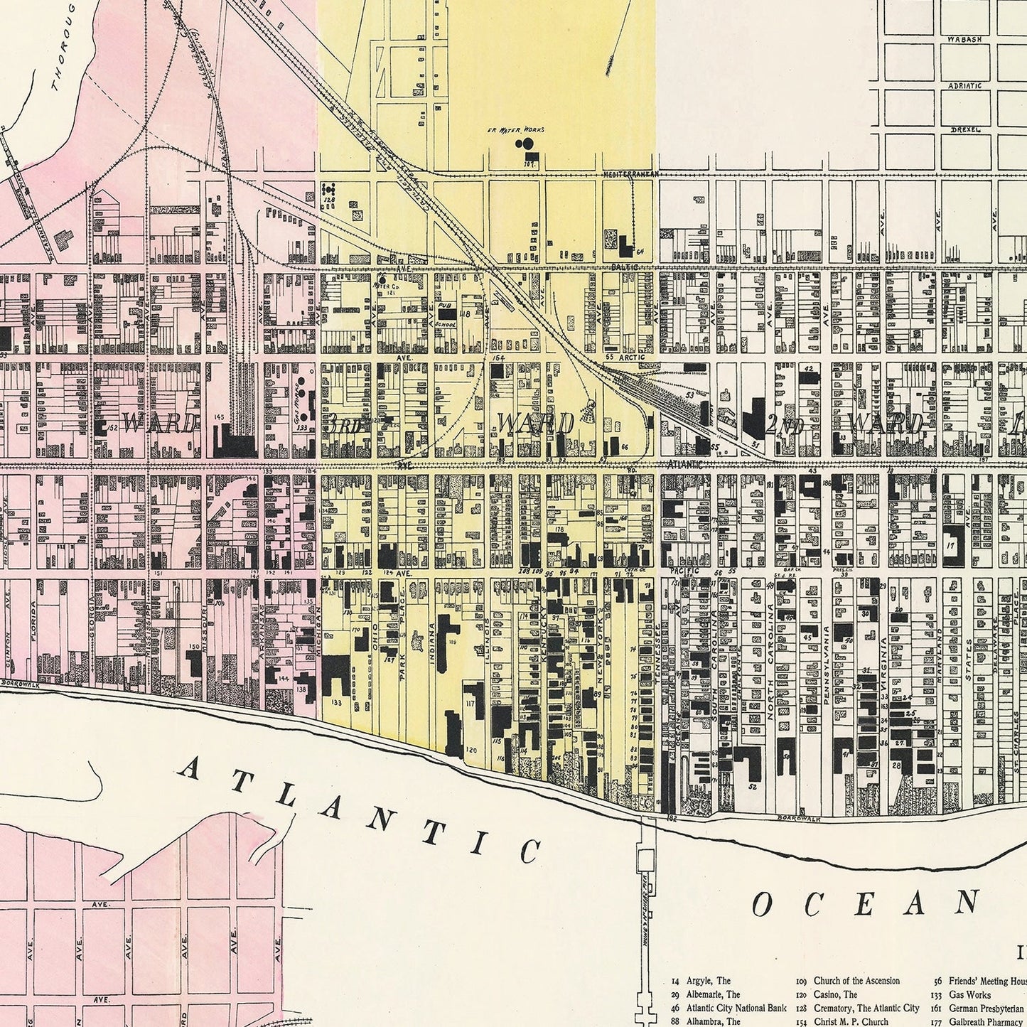 Vintage Map of Atlantic City, New Jersey, 1895