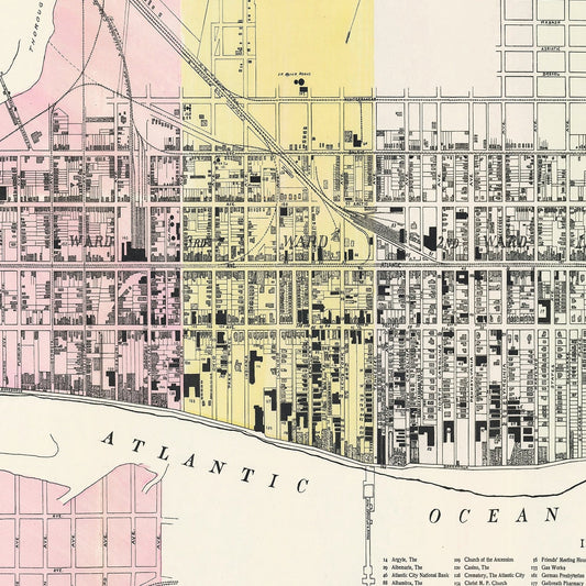 Vintage Map of Atlantic City, New Jersey, 1895