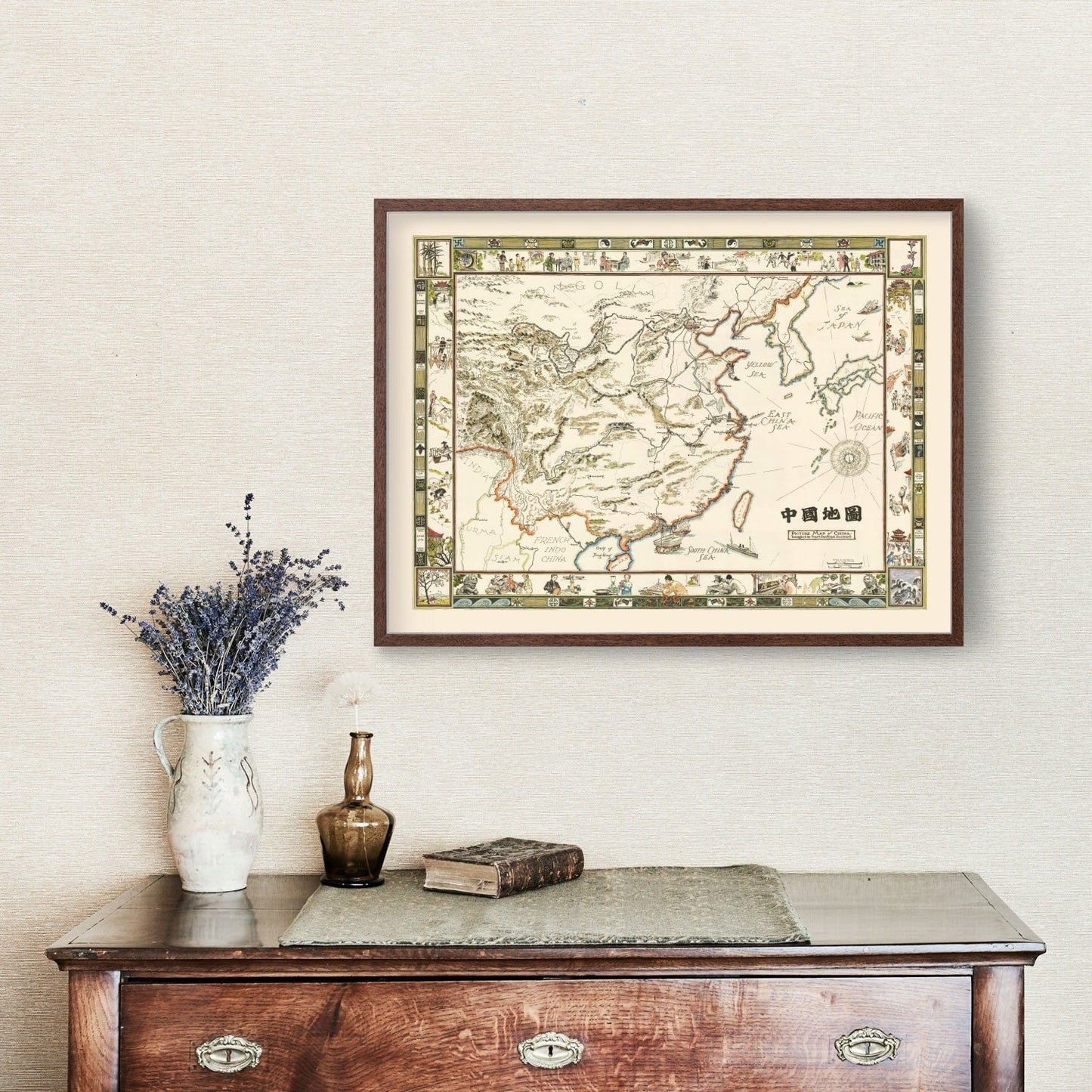 Vintage Pictorial Map of China, 1932