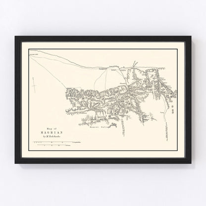 Vintage 1873 map of western Tajikistan in 19th century imperial cartographic style, restored print