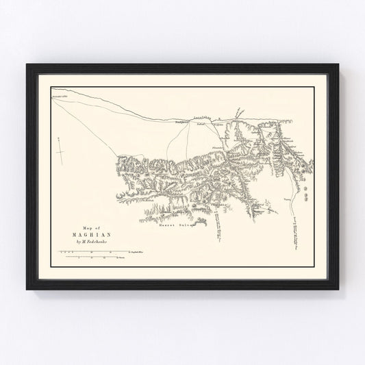 Vintage 1873 map of western Tajikistan in 19th century imperial cartographic style, restored print