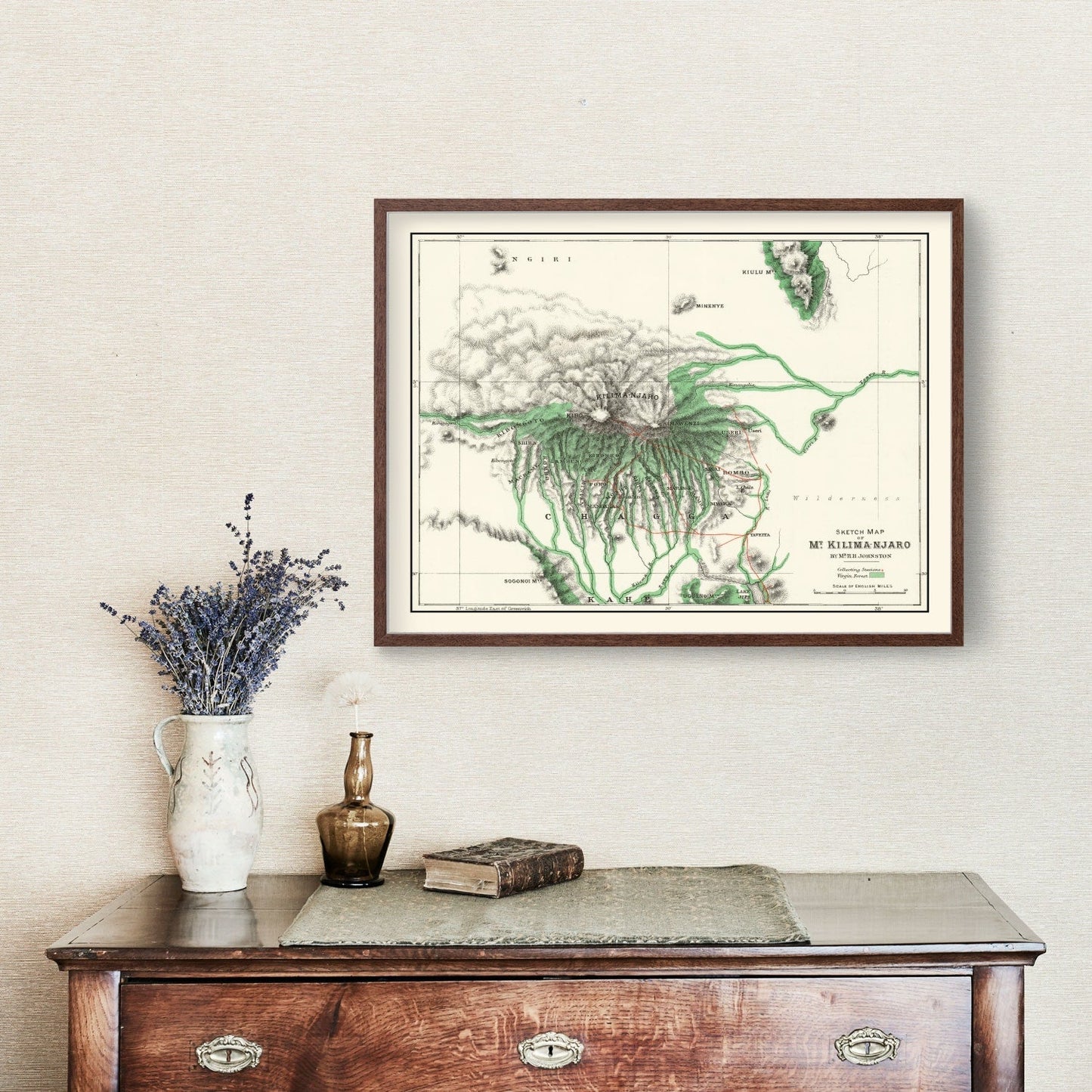 Vintage Map of Mount Kilimanjaro, Tanzania, 1885