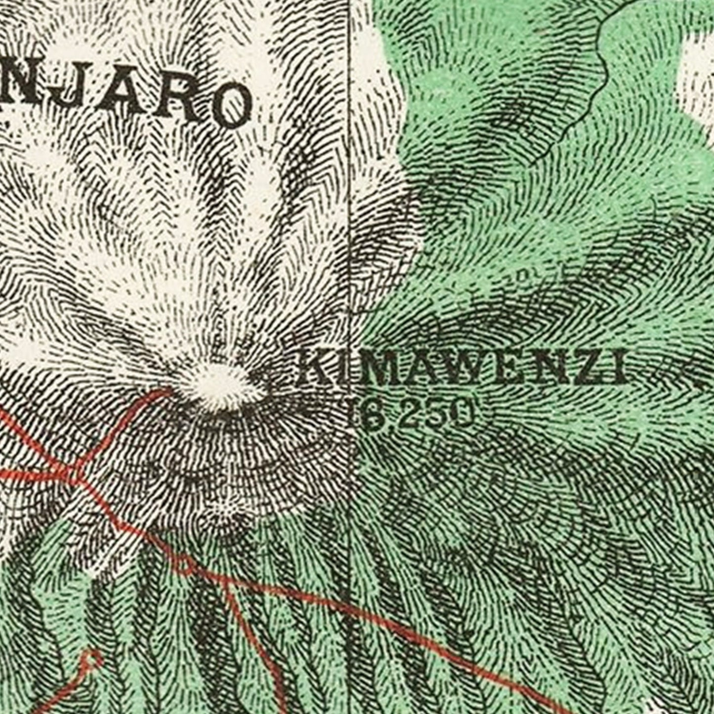 Vintage Map of Mount Kilimanjaro, Tanzania, 1885