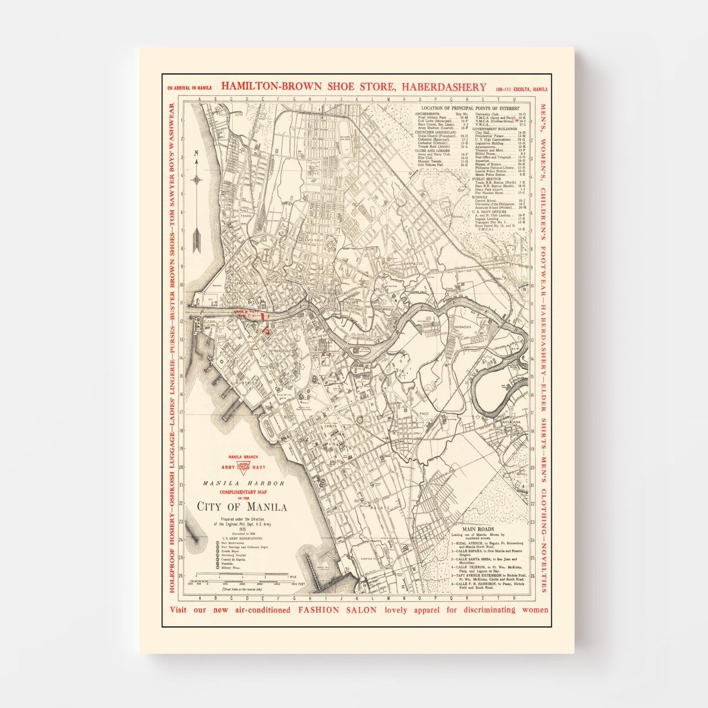 Vintage Map of Manila, Philippines, 1938