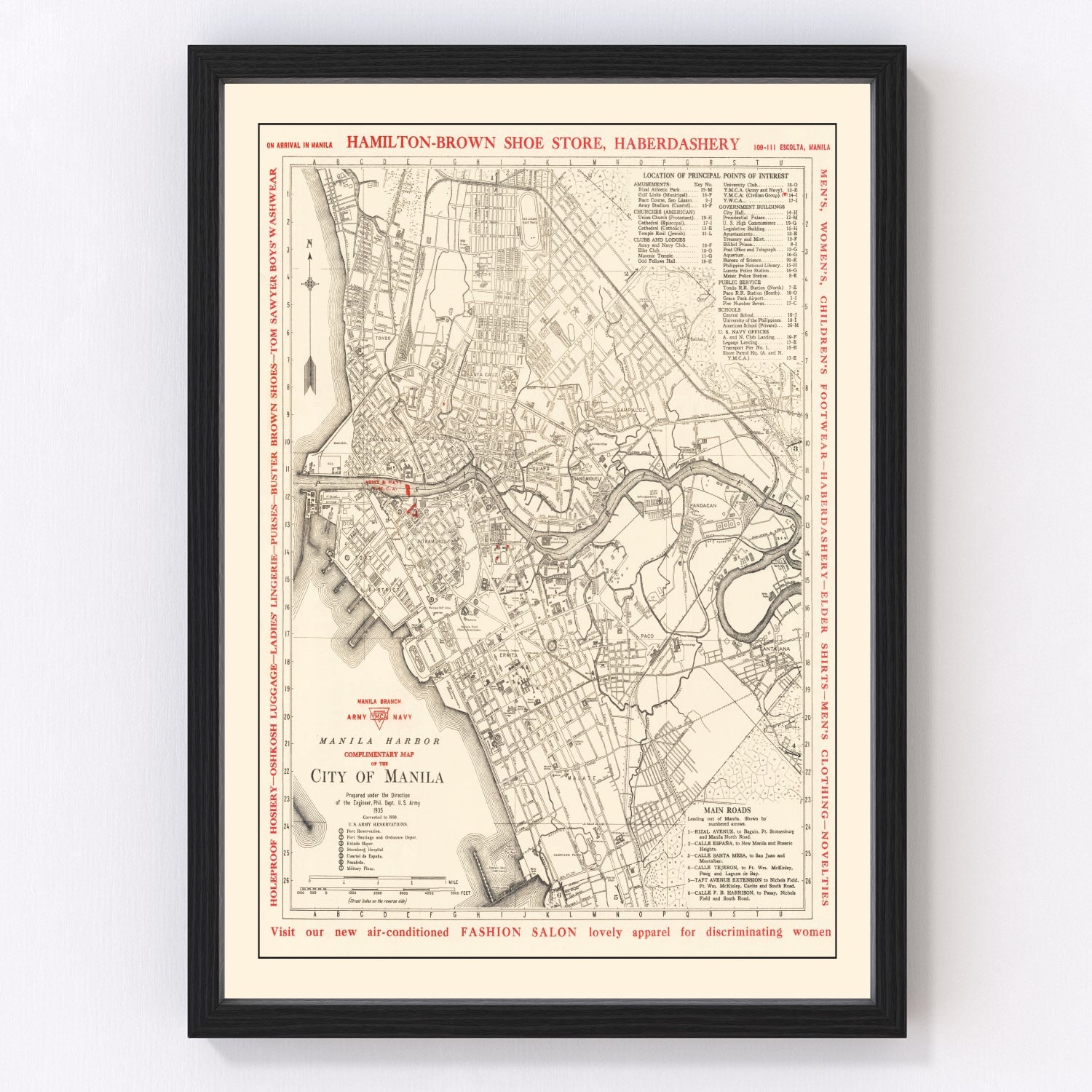Vintage map of Manila, Philippines, 1938