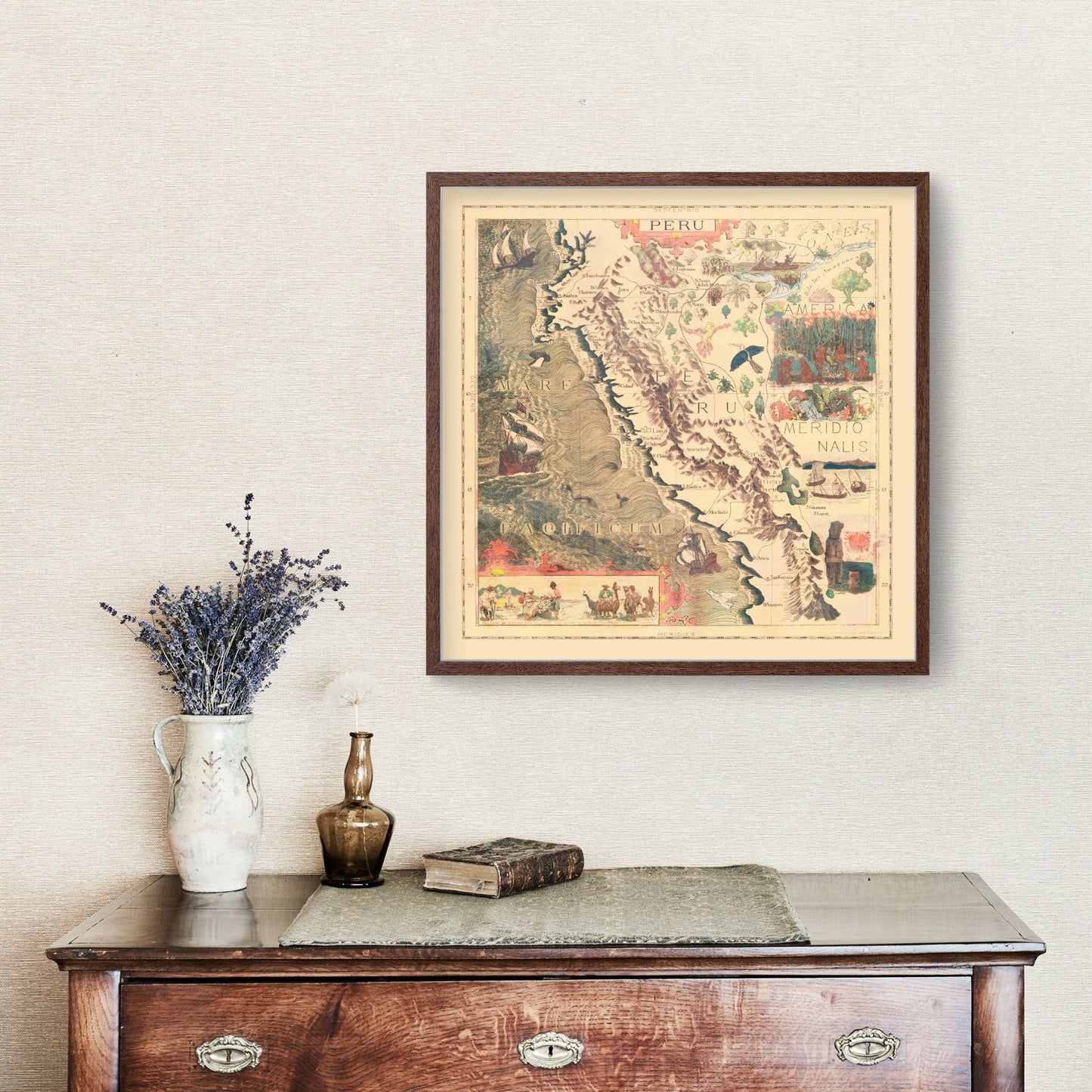 Vintage Pictorial Map of Peru, 1597