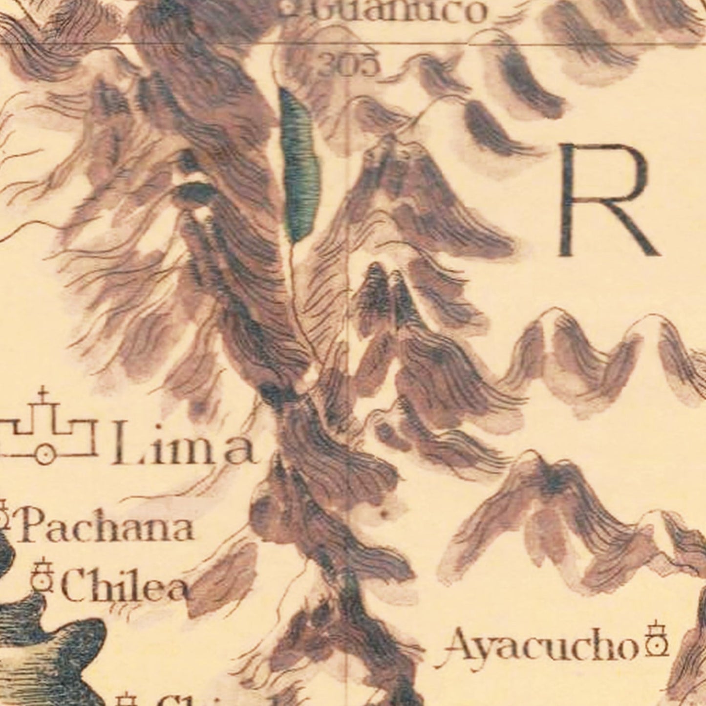 Vintage Pictorial Map of Peru, 1597