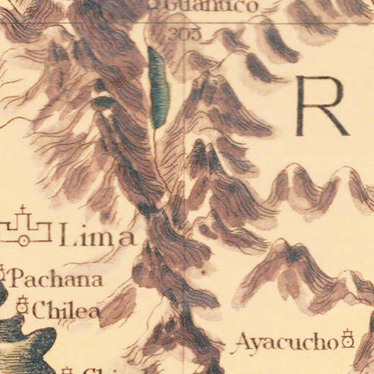 Vintage Pictorial Map of Peru, 1597