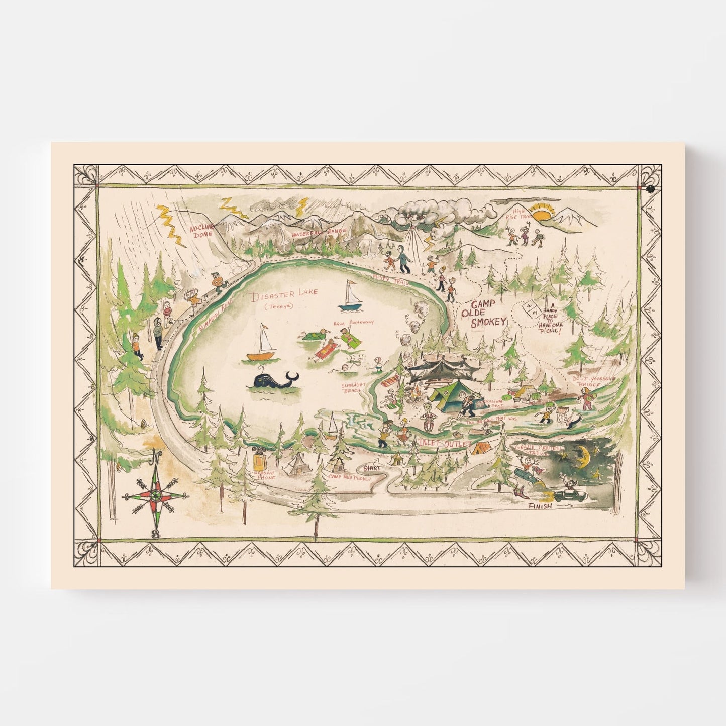 Vintage Map of Tenaya Lake, Yosemite, 1950