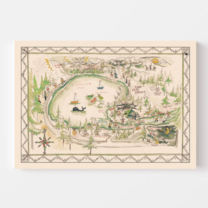 Vintage Map of Tenaya Lake, Yosemite, 1950