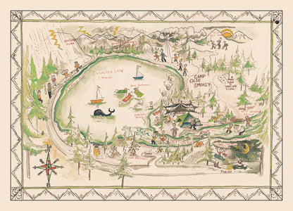 Vintage Map of Tenaya Lake, Yosemite, 1950
