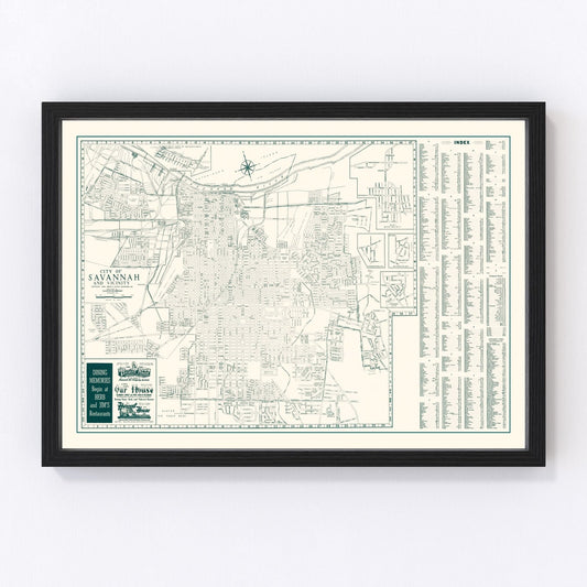 vintage map of Savannah, Georgia, 1956