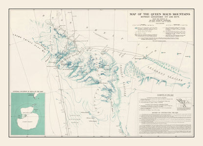 Vintage Map of the Queen Maud Mountains, Antarctica, 1931