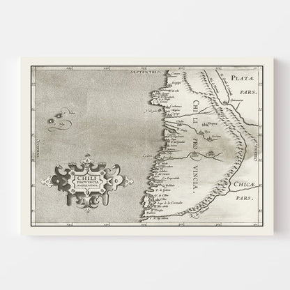 Vintage Map of Chile, 1597