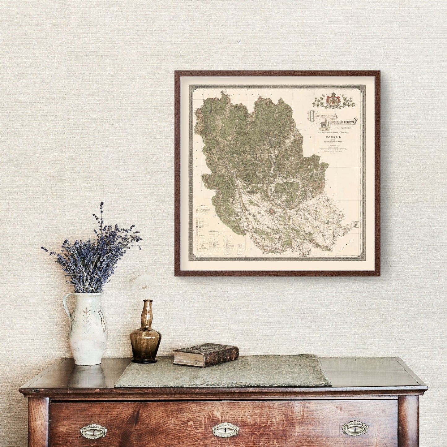 Vintage Map of Prahova County, Romania, 1904