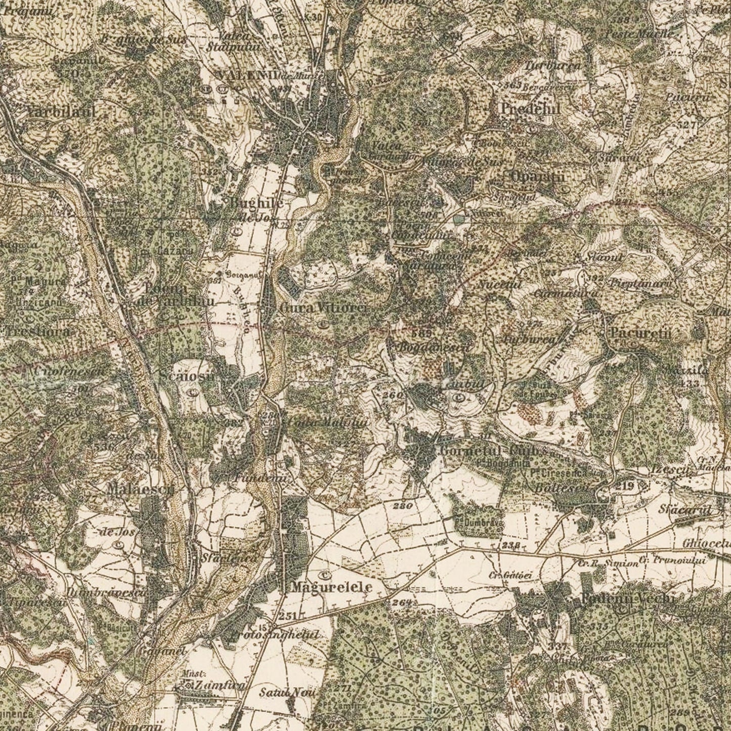 Vintage Map of Prahova County, Romania, 1904
