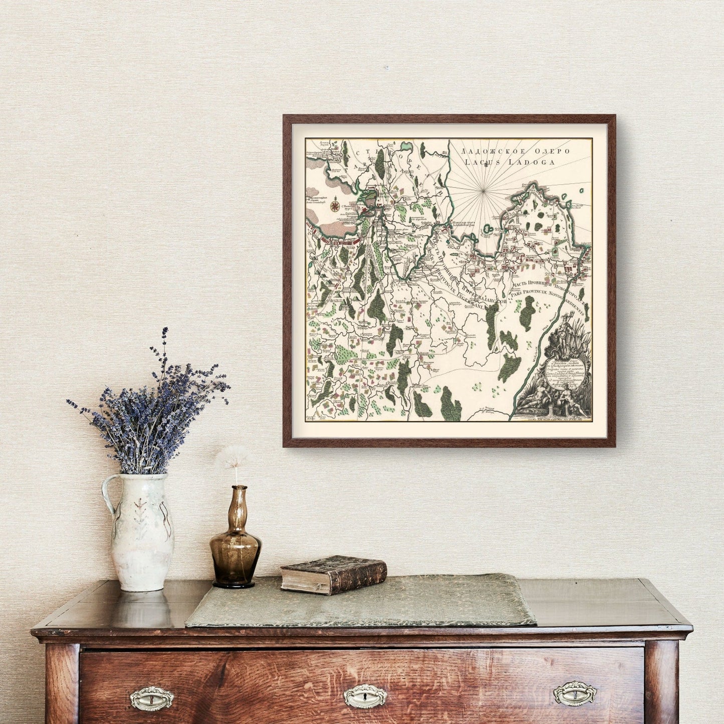 Vintage Lake Ladoga Map, 1760