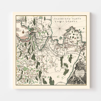 Vintage Lake Ladoga Map, 1760