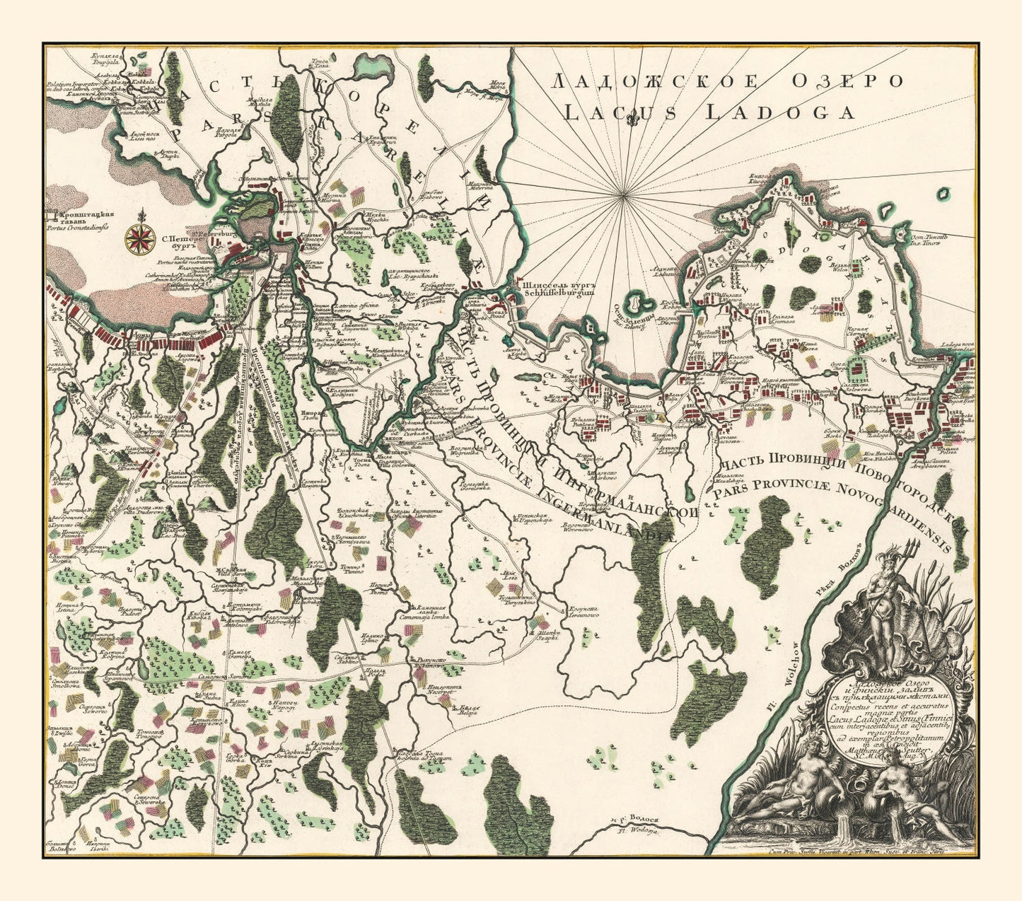 Vintage Lake Ladoga Map, 1760