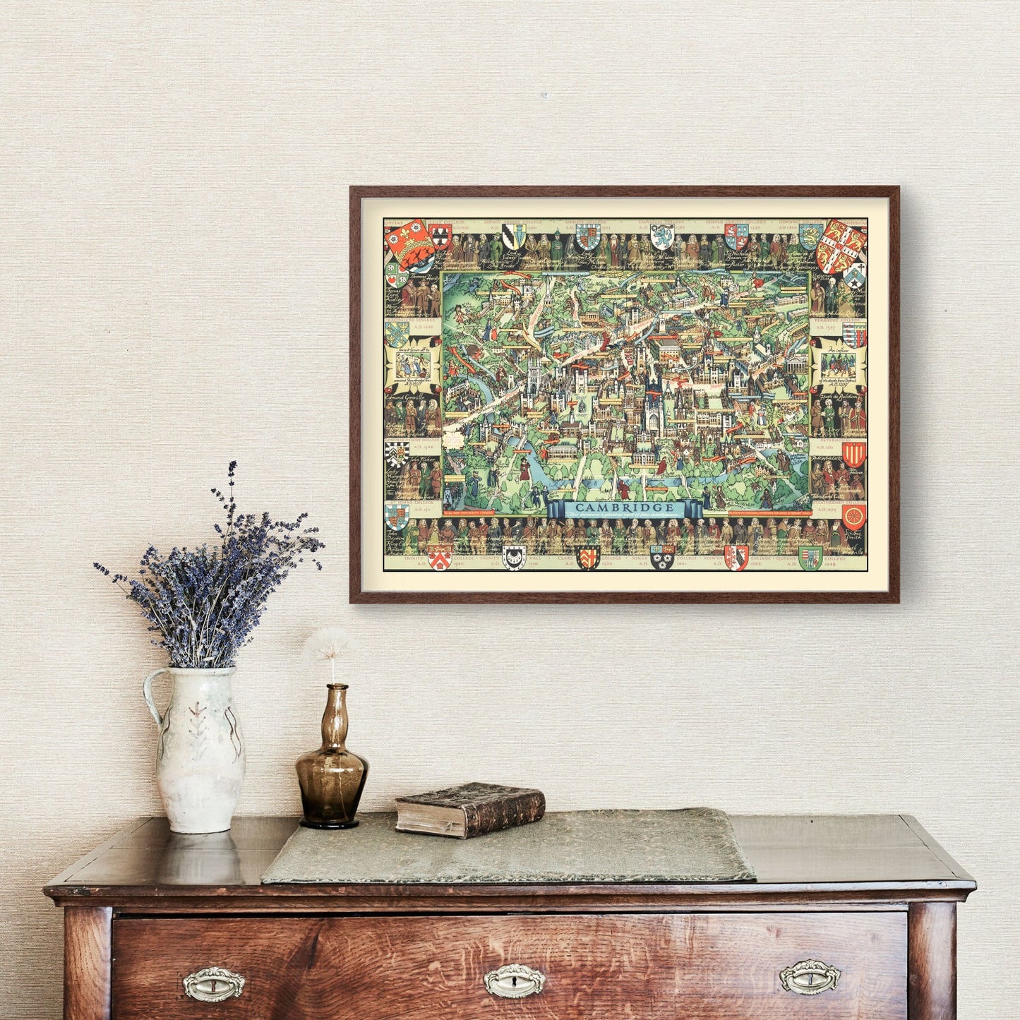Vintage Map of Cambridge, England, 1948