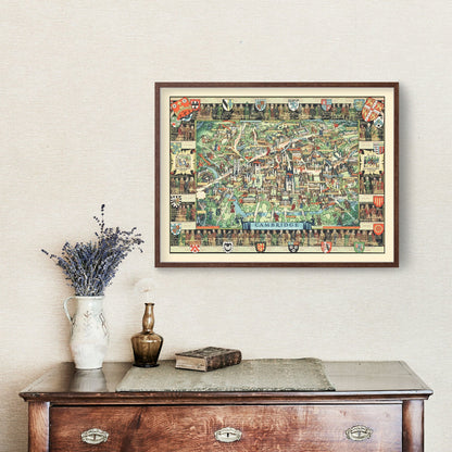 Vintage Map of Cambridge, England, 1948