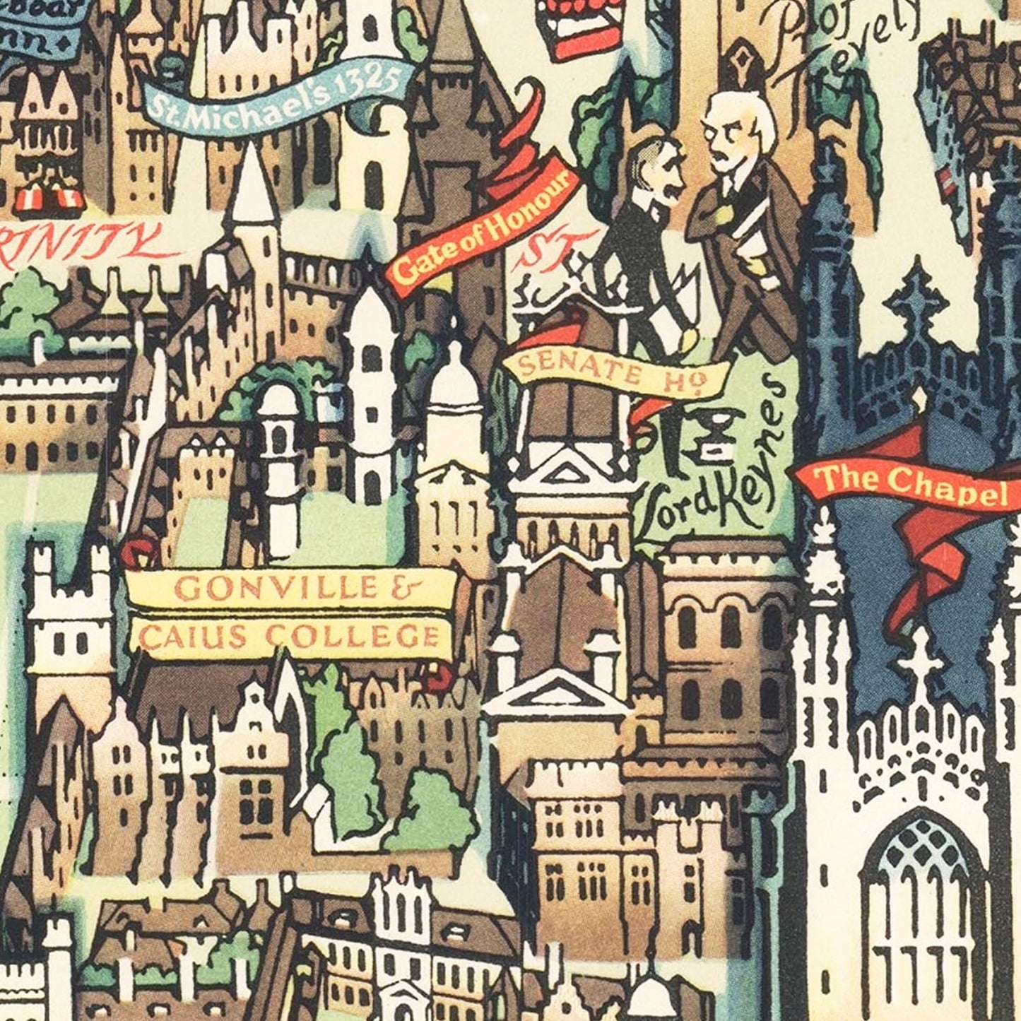 Vintage Map of Cambridge, England, 1948