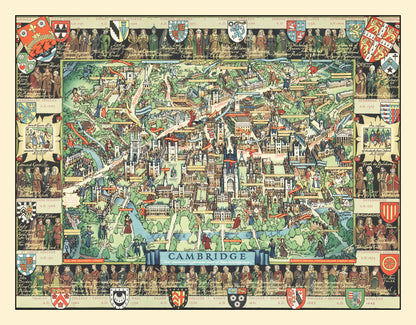 Vintage Map of Cambridge, England, 1948