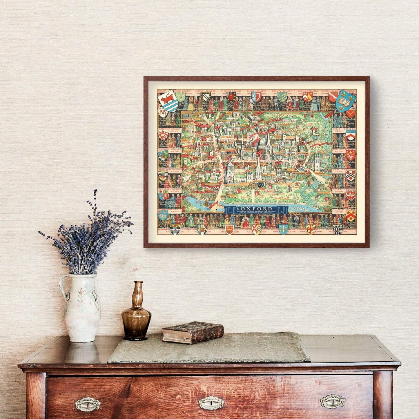Vintage Map of Oxford, England, 1948
