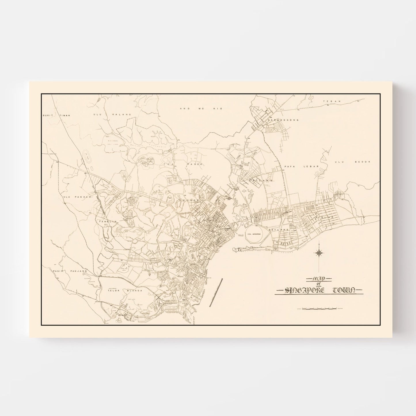 Vintage Map of Singapore City, 1930