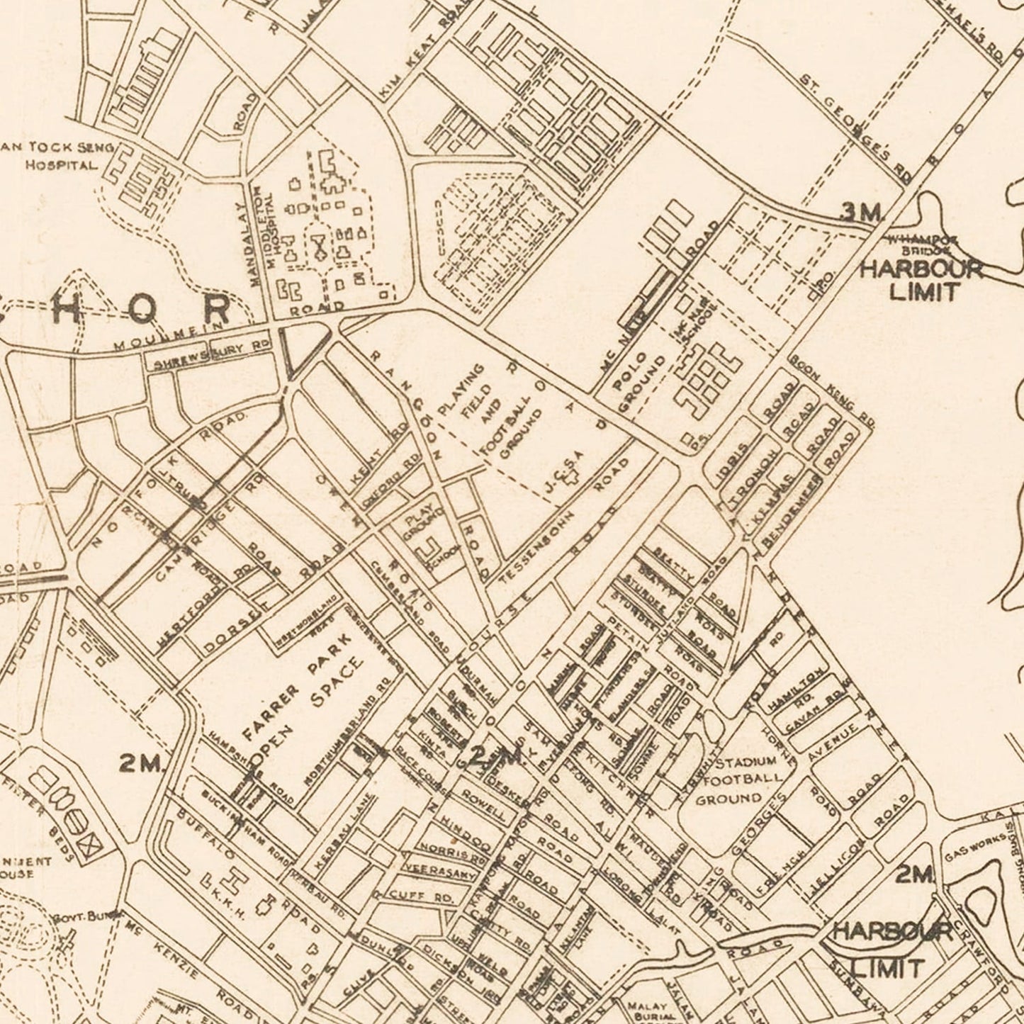 Vintage Map of Singapore City, 1930