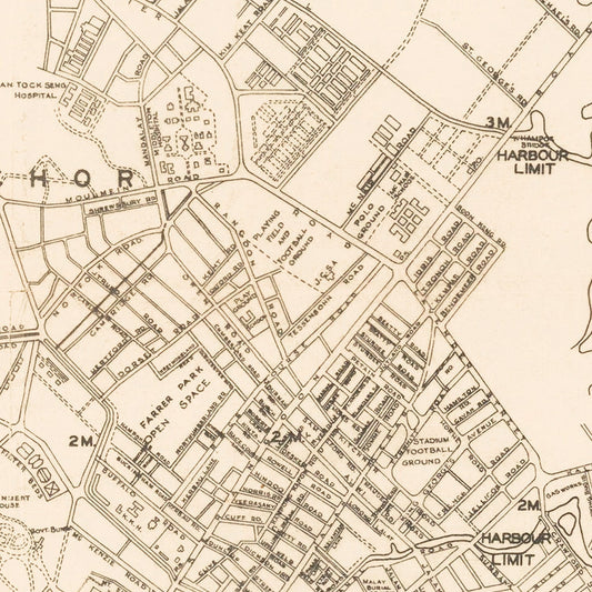 Vintage Map of Singapore City, 1930