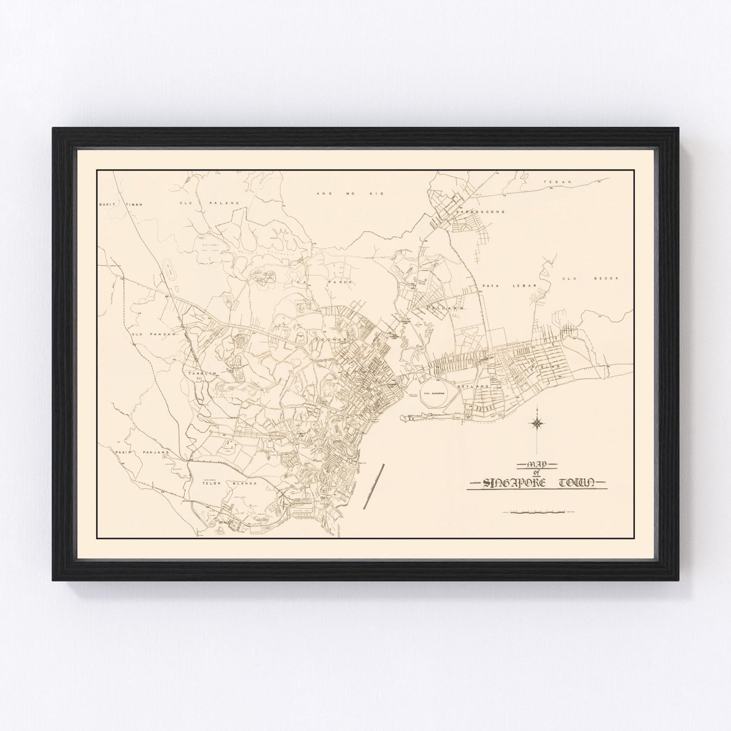 vintage map of Singapore City, 1930