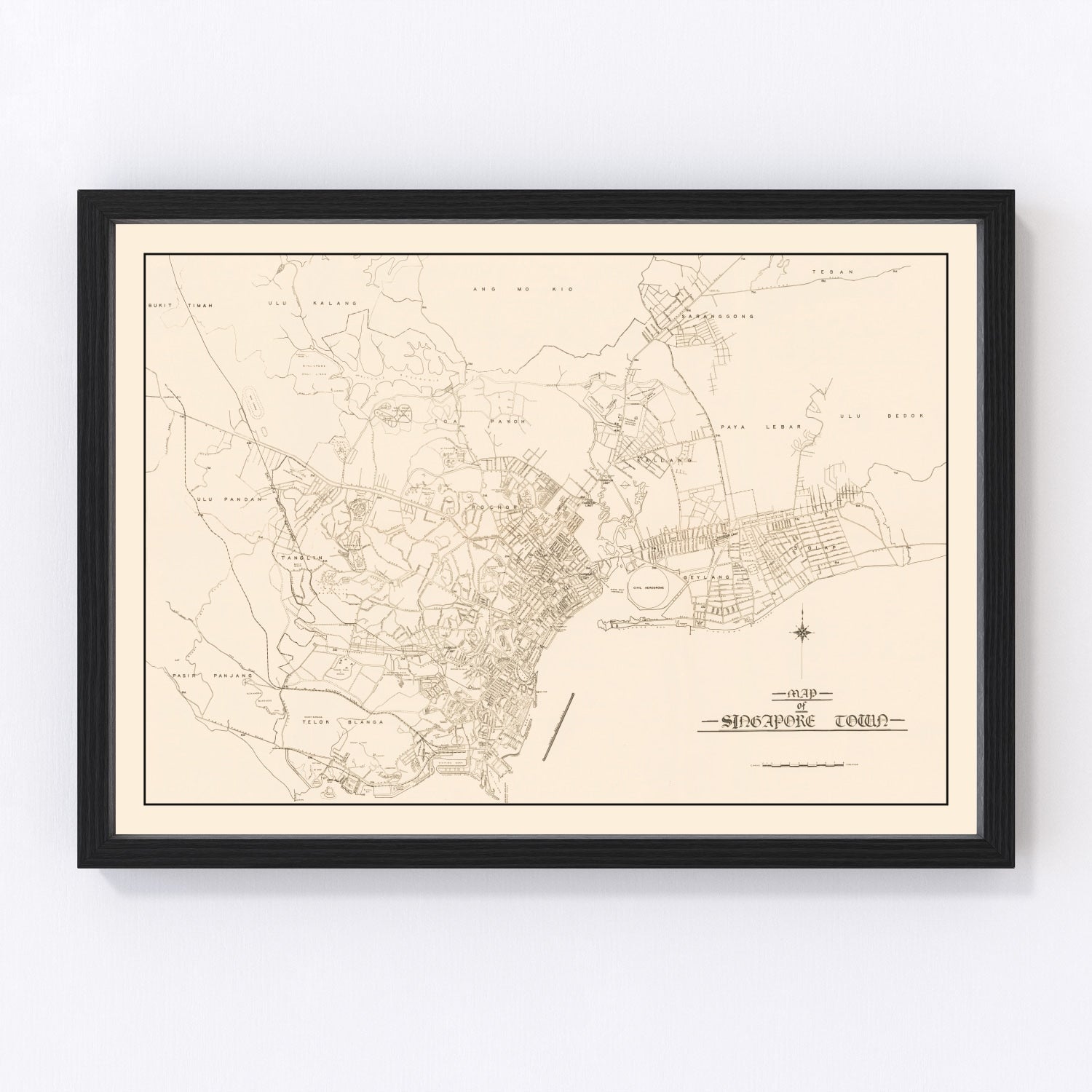 vintage map of Singapore City, 1930