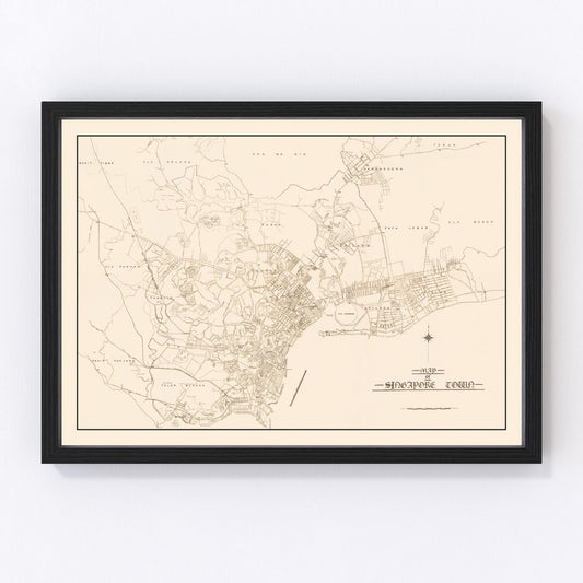 vintage map of Singapore City, 1930