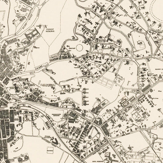 Vintage Map of Kuala Lumpur, Malaysia, 1936