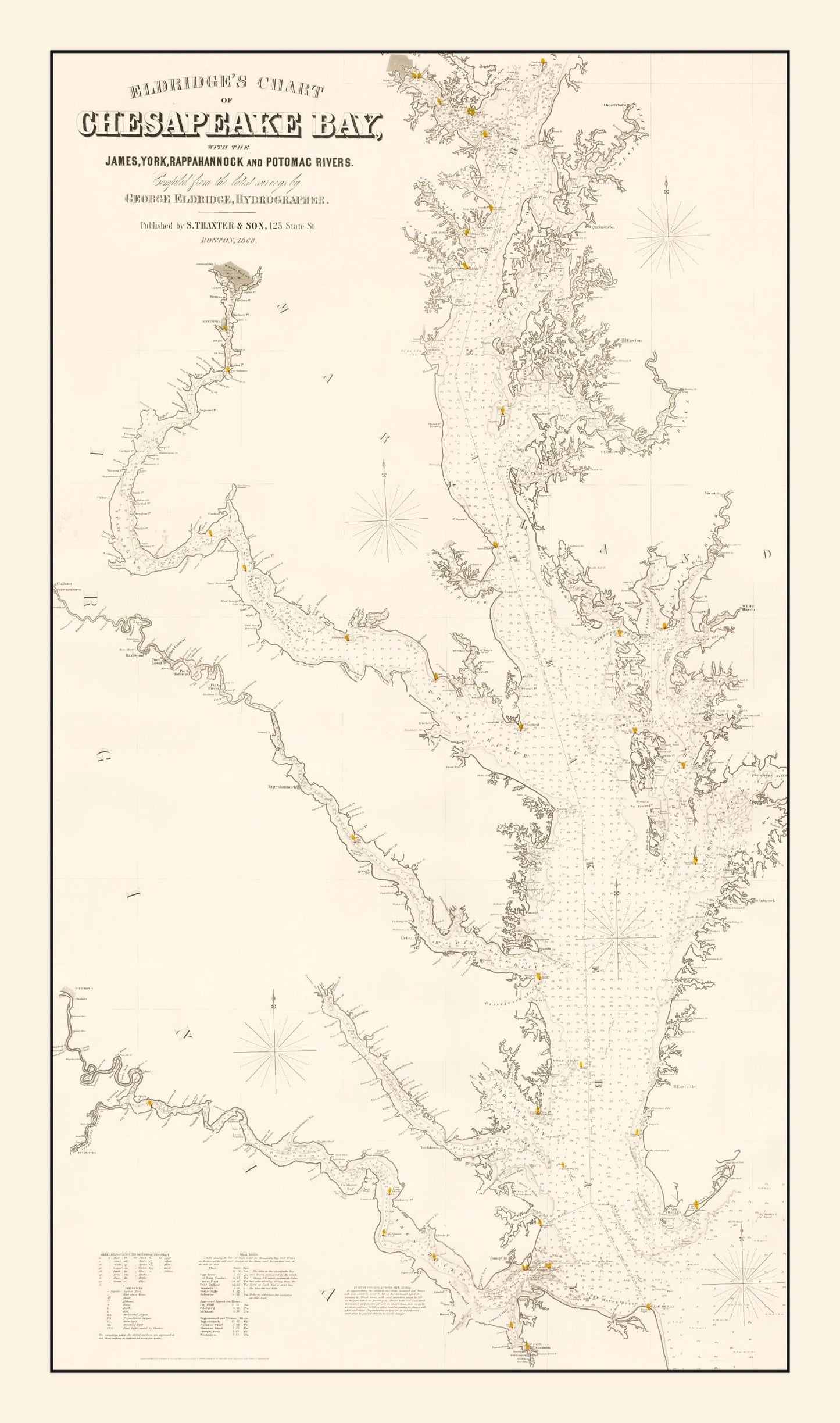 Vintage Chesapeake Bay Map, 1868