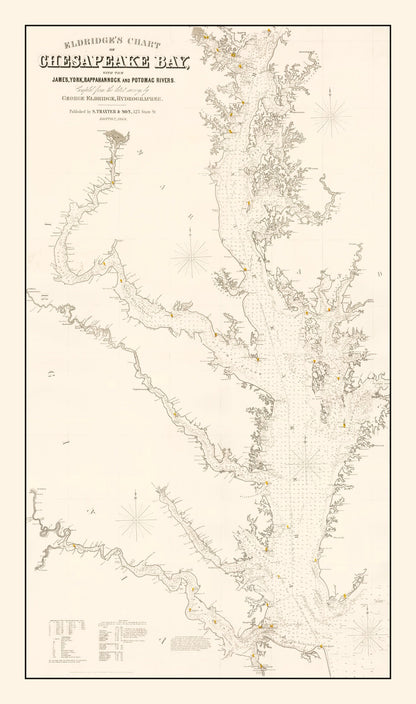 Vintage Chesapeake Bay Map, 1868