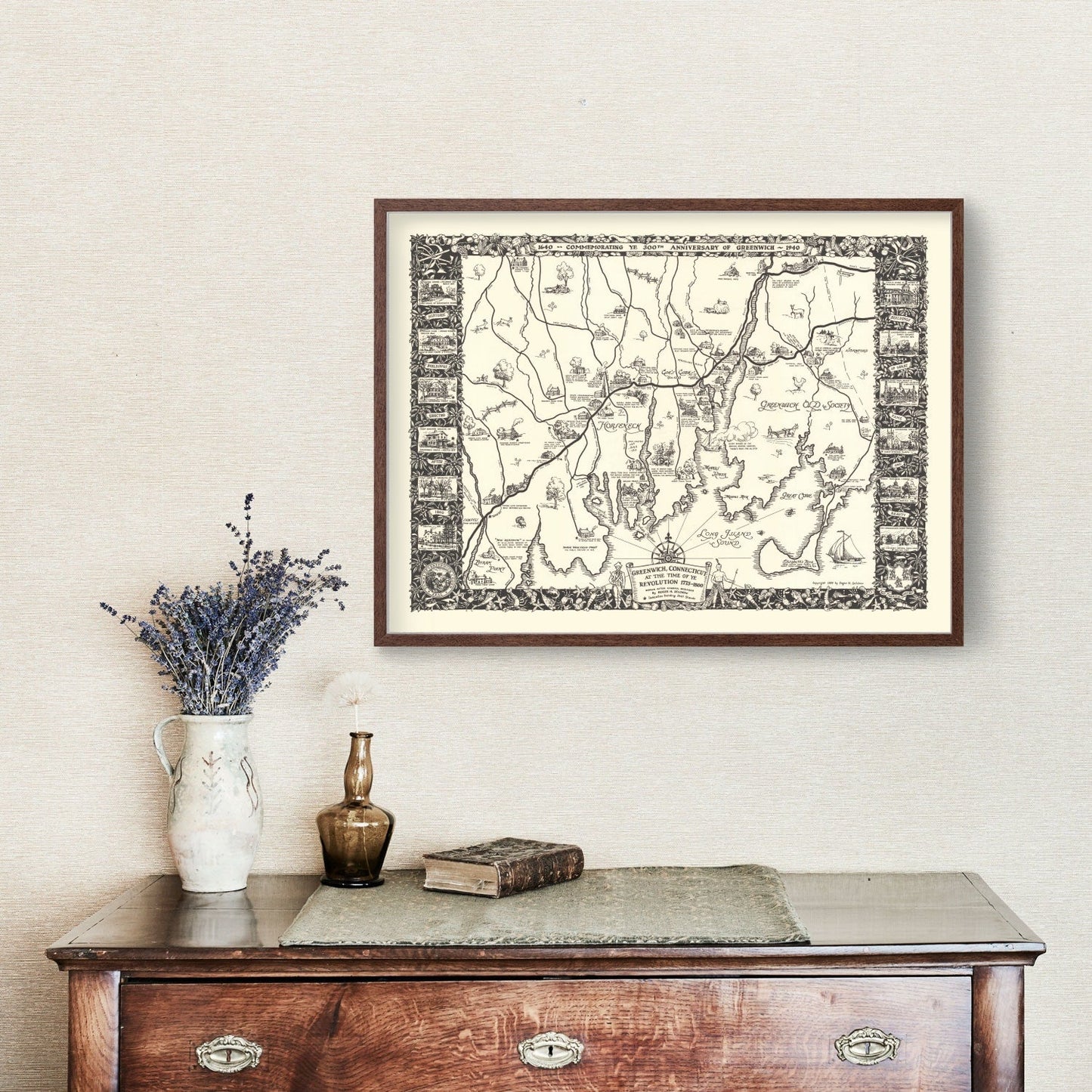 Vintage Map of Greenwich, Connecticut, 1939