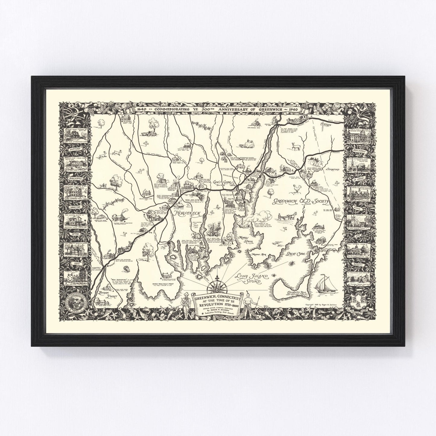 vintage map of Greenwich, Connecticut, 1939