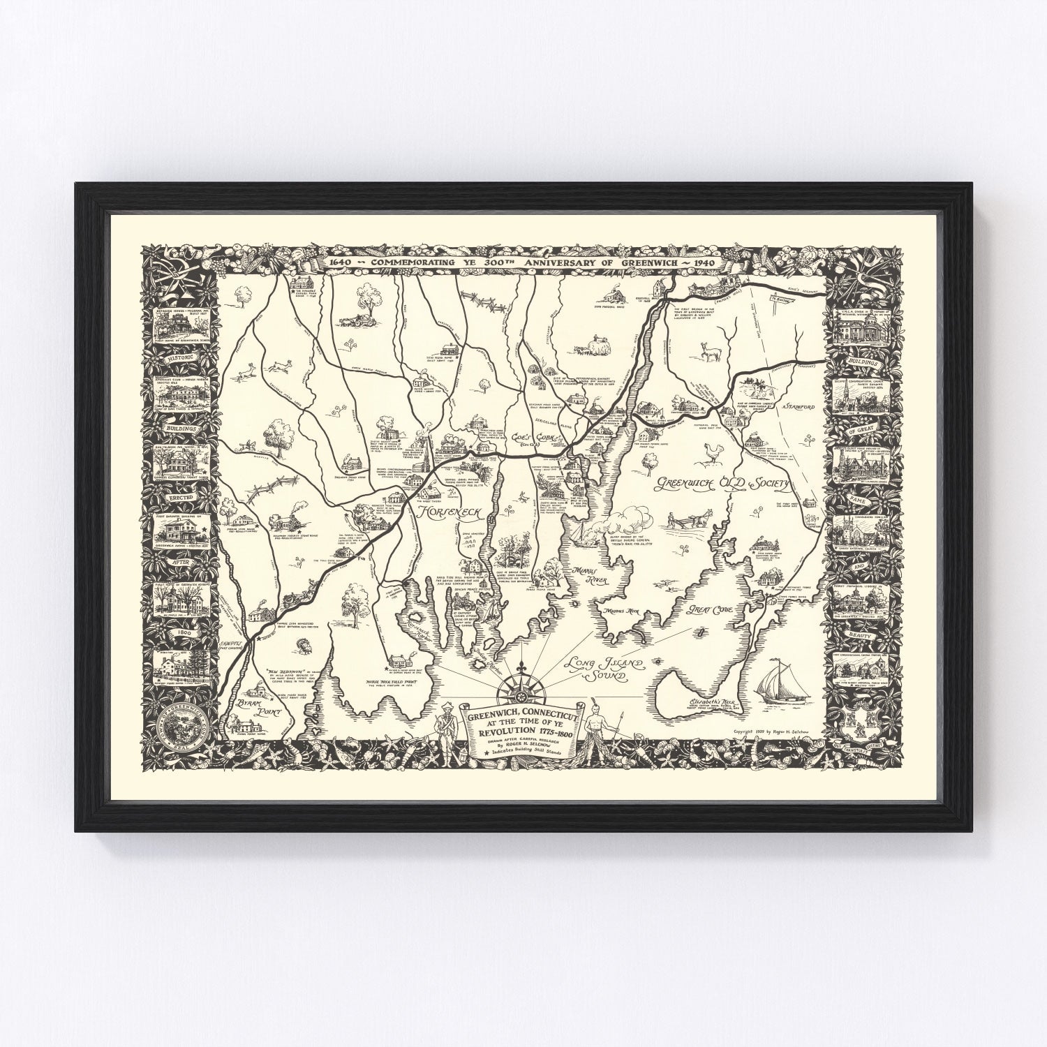 vintage map of Greenwich, Connecticut, 1939