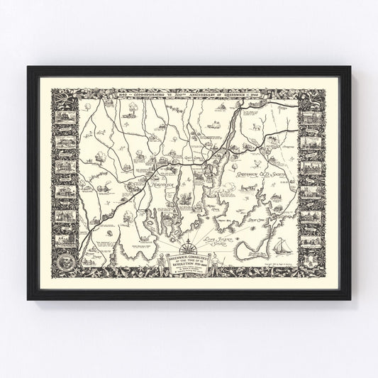 vintage map of Greenwich, Connecticut, 1939